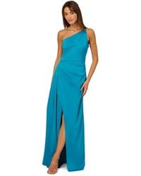 Adrianna Papell - One-shoulder Stretch Satin Gown - Lyst