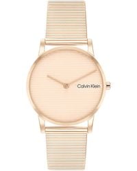 Calvin Klein - Ck Feel Gold-tone Stainless Steel Mesh Watch 30mm - Lyst