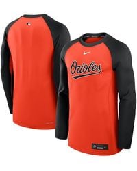 Nike - Orange/black Baltimore Orioles Authentic Collection Game Time Raglan Performance Long Sleeve T-shirt - Lyst