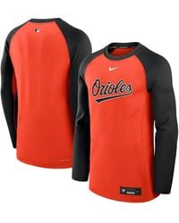 Nike - Orange/black Baltimore Orioles Authentic Collection Game Time Raglan Performance Long Sleeve T-shirt - Lyst