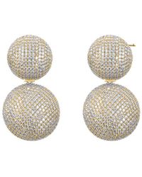 By Adina Eden - Pave Puffy Double Circle Drop Stud Earring - Lyst