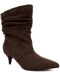 Sugar - Prentillie Kitten Heel Pointed Toe Slouch Faux Suede Ankle Booties - Lyst
