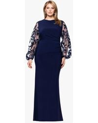 Betsy & Adam - Plus Size Embroidered Scuba Crepe Long Dress - Lyst