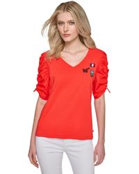 Karl Lagerfeld - Ruched-sleeve V-neck Top - Lyst