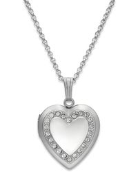 Macy's - Crystal Heart Locket Necklace - Lyst