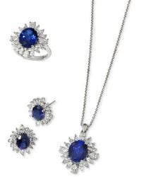 Effy - Effy Lab Grown Lab Grown Diamond Starburst Halo 18 Pendant Necklace Ring Stud Earrings Collection In 14k White Gold - Lyst