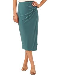Vince Camuto - Ruched Faux Wrap Midi Skirt - Lyst