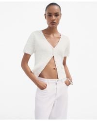 Mango - Short-sleeved Boucle Cardigan - Lyst