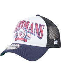 KTZ - White/navy Cleveland Guardians Distressed 9forty A-frame Adjustable Trucker Hat - Lyst