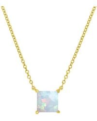 Macy's - Lab-grown Opal Square Cut Solitaire 18" Pendant Necklace (5/8 Ct. T.w.) - Lyst