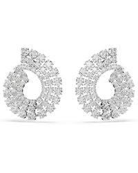 Swarovski - Matrix Rhodium Plated Round Cuts Hoop Earrings - Lyst
