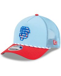 KTZ - Light Blue/red San Francisco Giants 2025 Fourth Of July 9forty A-frame M-crown Adjustable Trucker Hat - Lyst