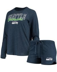 Concepts Sport - College Seattle Seahawks Meter Knit Long Sleeve Raglan Top And Shorts Sleep Set - Lyst
