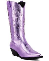 LONDON RAG - Cowboy Metallic Faux Leather Cowboy Boots - Lyst