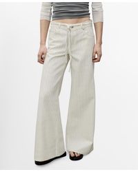 Mango - Stripes And Belt Wide Leg Jeans - Lyst