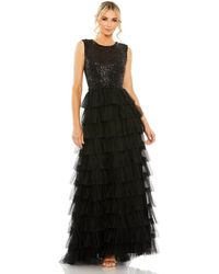 Mac Duggal - Ruffle Tiered Sequin High Neck Gown - Lyst