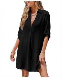 CUPSHE - Throw It On White Cover-up Mini Beach Dress - Lyst