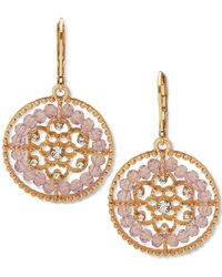 Lonna & Lilly - Gold-tone Pave & Bead Flower Round Drop Earrings - Lyst