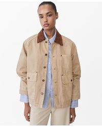 Mango - Contrasting Collar Denim Parka Jacket - Lyst