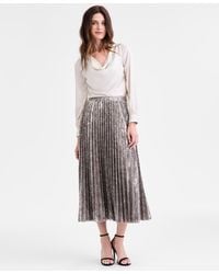 Anne Klein - Pull On Pleated Midi Skirt P Xxs Xxl - Lyst