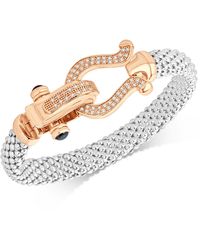 Macy's Diamond Horseshoe Clasp Mesh Bracelet (5/8 Ct. T.w.) In 14k Gold-plated Sterling Silver Or 14k Rose Gold-plated Sterling Silver - Metallic