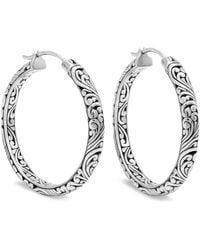DEVATA - Sterling Filigree Bali Hoop Earrings - Lyst
