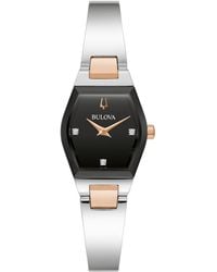Bulova - Modern Gemini Diamond Accent Stainless Steel Bangle Bracelet Watch 23mm - Lyst