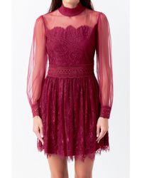 Endless Rose - Long Sleeve Lace Mini Dress - Lyst