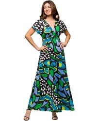 24seven Comfort Apparel - V Neck Empire Waist Cap Sleeve Maxi Dress - Lyst