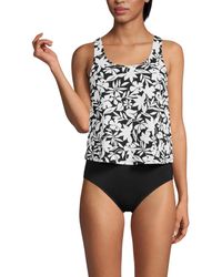 Lands' End - Chlorine Resistant One Piece Scoop Neck Fauxkini Swimsuit - Lyst