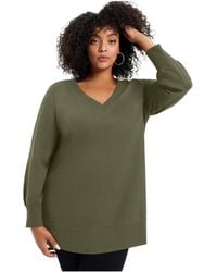 June + Vie - June + Vie Plus Size V-neck French Terry Sweatshirt - Lyst