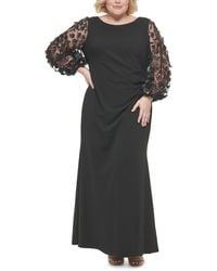 Eliza J - Plus Size 3d Floral Appliqued-sleeve Gown - Lyst