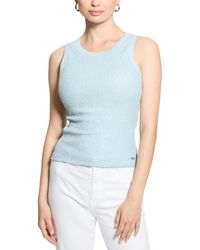 Guess - Alexia Sequin Cotton Sleeveless Top - Lyst