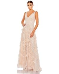 Mac Duggal - Sequined Scallop Ruffle Tiered V-neck Gown - Lyst