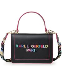 Karl Lagerfeld - Simone Front Flap Leather Crossbody - Lyst