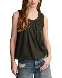 Lucky Brand - Cotton Embroidered Yoke Sleeveless Top - Lyst