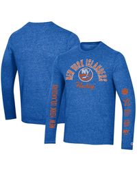 Champion - Distressed New York Islanders Multi-logo Tri-blend Long Sleeve T-shirt - Lyst