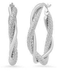 Steeltime - Stainless Steel Twisted Double Layered Hoop Earrings - Lyst