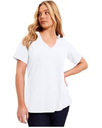 June + Vie - June + Vie Plus Size Short-sleeve V-neck One + Only Tee - Lyst