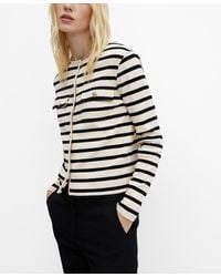 Mango - Buttons Detail Striped Cardigan - Lyst