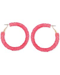 Guess - Large Crushed Stone Hoop Earrings - Lyst