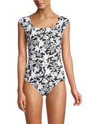 Lands' End - Long Tummy Control Cap Sleeve X-back One Piece Swimsuit - Lyst