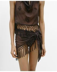 Mango - Embroidered Fringe Mini Skirt - Lyst