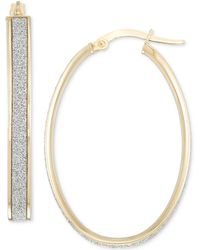Macy's - Polished Oval Glitter Hoop Earrings - Lyst