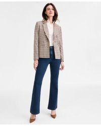 Jones New York - Faux Double Breasted Elbow Patch Jacket Collared Long Sleeve Top True Bootcut City Denim Jeans - Lyst