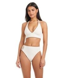 Sanctuary - V Neck Ribbed Crochet Bikini Halter Top Beachy Keen High Rise Swim Bottoms - Lyst