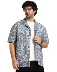 Campus Sutra - Steel Vine-lines Resort Oversized Shirt - Lyst