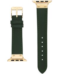 Anne Klein Green Genuine Leather Strap With Gold-tone Alloy Accents