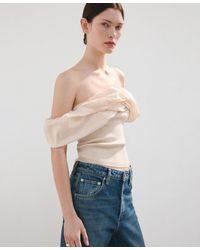 Mango - Strapless Knitted Top - Lyst