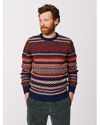 aubi - Fair Isle Crew Neck Wool Sweater - Lyst